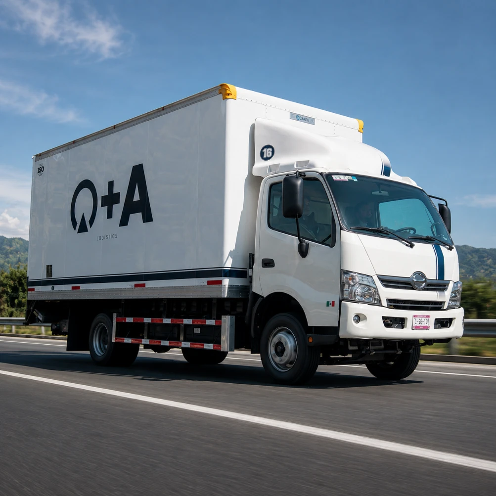 Camión Hino 816 Super Long de O+A Logistics en operación de transporte en México